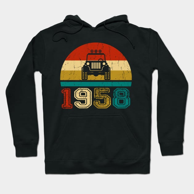 Vintage Jeep 1958 Birthday Jeep Gift Hoodie by Superdadlove